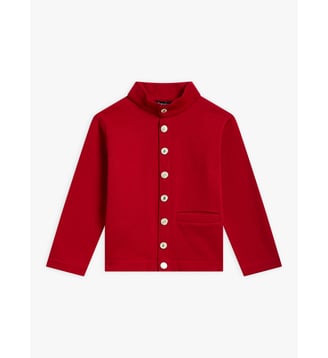 cardigan Ivan en molleton de coton rouge tulipe - Agnès b. - Rouge tulipe