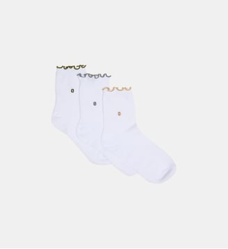 Pack de 3 Chaussettes - Odaje - Blanc vert gris et camel