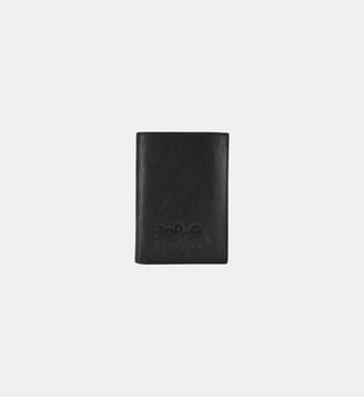Portefeuille vertical en cuir avec logo embossé - Serge Blanco - Noir