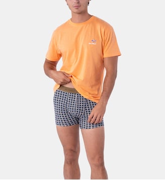 Boxer Checked en coton biologique - Billybelt - Bleu et blanc
