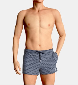 Short de bain à motifs avec suspensoir - Impetus - Bleu marine