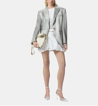 Mini-jupe boule plissée en popeline - Pinko - Blanc