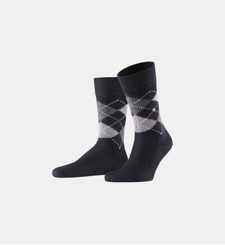 Chaussettes Preston losanges - Burlington - Gris et noir
