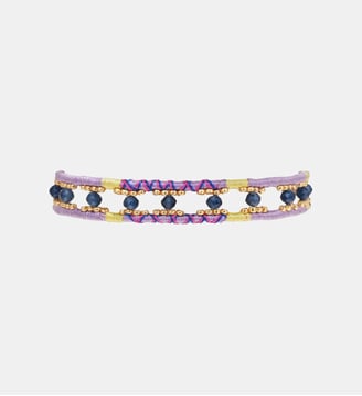 Bracelet manchette perles et liens fermoir aimanté YLIM - Hipanema - Indigo