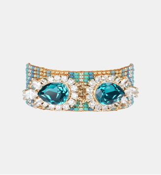 Bracelet manchette perles tissées avec charm central INKA - Hipanema - Bleu turquoise