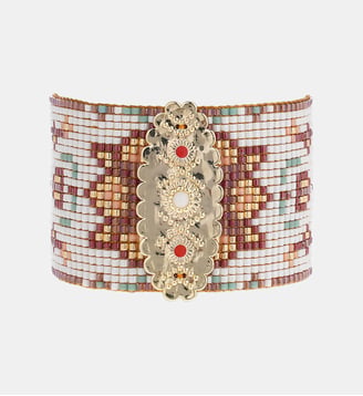 Bracelet manchette perles tissées BIZANCE - Hipanema - Blanc