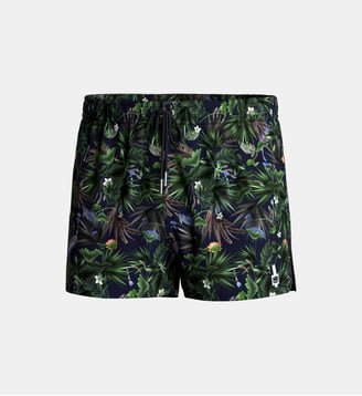 Short de bain court imprimé tropical - Impetus - Bleu marine