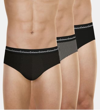 Slips, lot de 3, BUSINESS PRINT - Eminence - Beige et noir