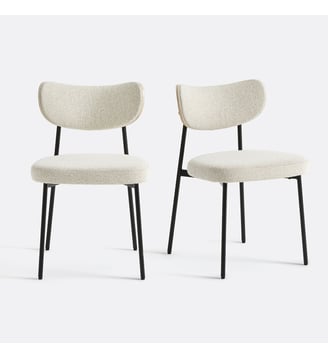 Lot de 2 chaises tissu texturé - La Redoute Interieurs - Écru et noir