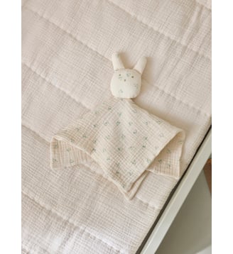 Doudou lapin gaze de coton biologique - Cyrillus - Imprimé hirondelles
