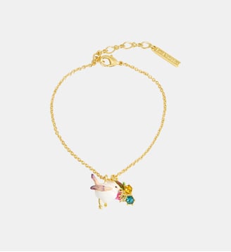 Bracelet pendentif plectrophane des neiges, bouton de rose et cristaux - Les Néréides - Multicolore