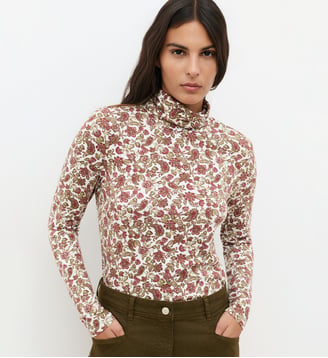 T-shirt tnara - Motif floral - Coton - Caroll - Crème
