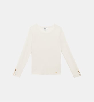 Pull col rond uni MOARA - La Petite Etoile - Écru