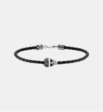 Thomas Sabo Bracelet crâne argent argent sterling 925, noirci, cuir - Thomas Sabo - Argent