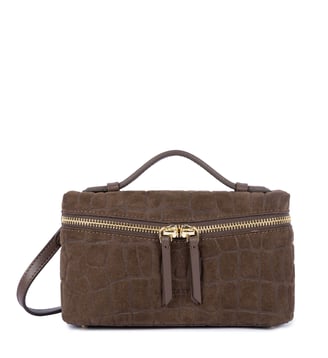 Petit sac boite Suède Exo en cuir - Lancaster - Marron