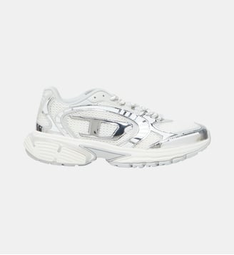 S-Pro-V-Dense-Baskets en mesh métallisé avec logo Oval D - Diesel - Blanc et gris argenté