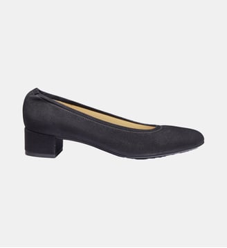 Ballerine varsovie - cuir velours - Manfield - Noir