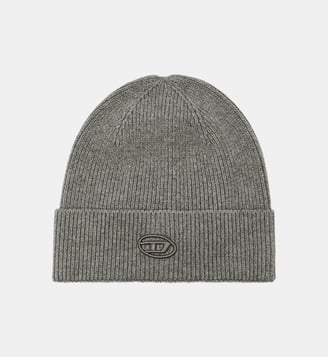 Bonnet côtelé avec broderie D - Diesel - Gris