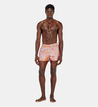 Short de bain métallisé à motif floral - Diesel - Lilas