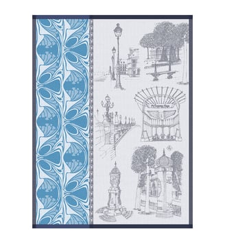 Torchon Carnet de Paris 100% coton - Le Jacquard Francais - Bleu