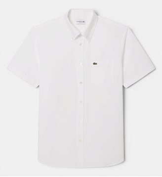 Chemise manches courtes regular fit Oxford - Lacoste - Blanc