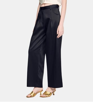 Pantalon large satiné - Sandro - Noir