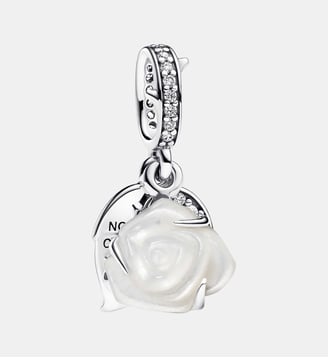 Charm Pendant Double Rose Blanche en Fleur - Pandora - Argenté