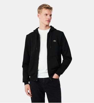 Sweatshirt zippé classic fit molleton - Lacoste - Noir