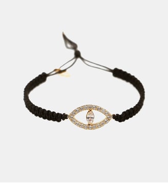 Bracelet macramé plaqué or NAZAR - Nilaï - Blanc et noir