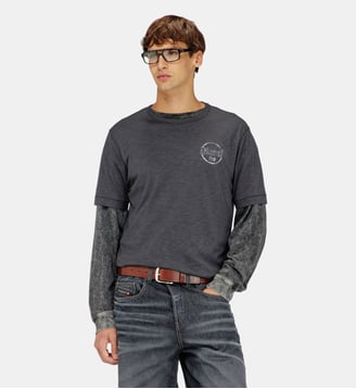 T-shirt en jersey flammé avec imprimé craquelé Diesel