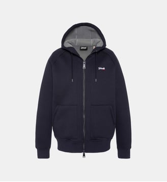 Sweatshirt zippé à capuche en Triplux - Schott - Marine