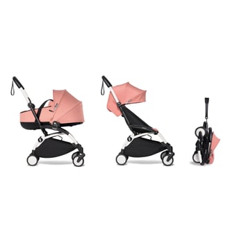 Poussette YOYO²  Nacelle et pack 6+ Ginger - cadre blanc Stokke