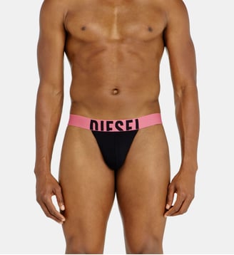 Lot de trois strings avec ceinture logo contrastée - Diesel - Noir et rose