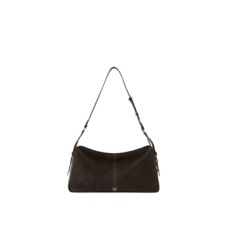 Grand sac porté épaule keeper bag en daim - Pinko - Marron