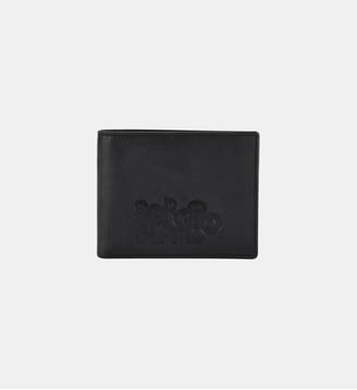 Portefeuille à rabat en cuir avec logo embossé - Serge Blanco - Noir