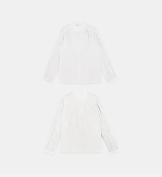 Blouse manches longues col v imprimé broderie BELYNE - La Petite Etoile - Écru