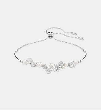 Bracelet-jonc Constella, Crystal Pearl, Tailles rondes, Métal rhodié - Swarovski - White