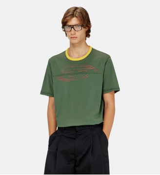 T-shirt avec Oval D sectionné - Diesel - Vert olive