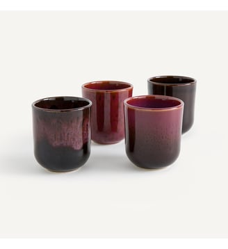 Lot de 4 tasses en grès émaillé brillant AM.PM