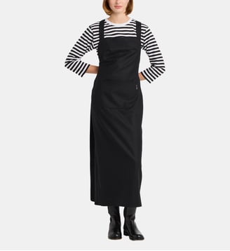 robe tablier longue en gabardine de laine - Agnès b. - Noir