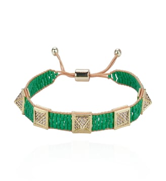 Bracelet réglable perles tissées avec charms SILLAGE - Hipanema - Vert