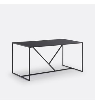 Table à manger, rectangulaire, en métal fer, 6 couverts - La Redoute Interieurs - Noir