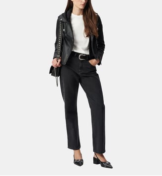 Blouson motard cuir capuche coton - Ikks - Noir