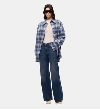 Jean wide leg en denim doux - Pinko - Délavage vintage moyen foncé