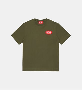 T-shirt en jersey avec étiquette ovale de DIESEL - Diesel Kids - Kaki