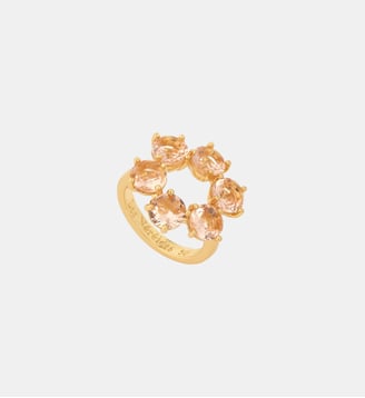 Bague fine 6 pierres la diamantine rose abricot Les Néréides