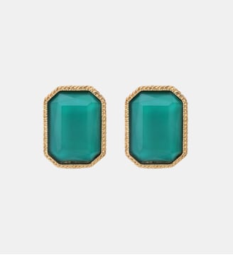 Boucles d'oreilles rectangles clips   - Louise - Satellite - Bleu turquoise