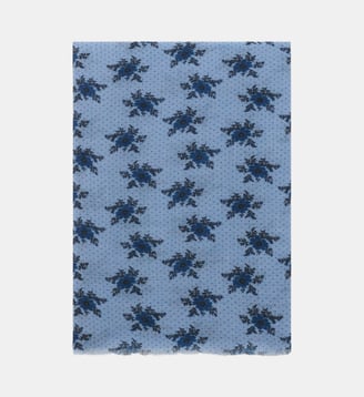 Echarpe à fleurs en laine et soie - SUANE - Pablo - Bleu ciel