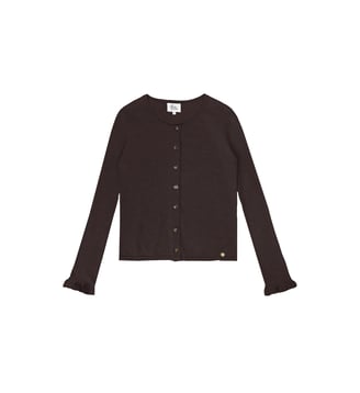 Gilet col rond uni MONET - La Petite Etoile - Marron