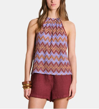 Top sans manches en crochet ajusté - La Fée Maraboutée - Pensée